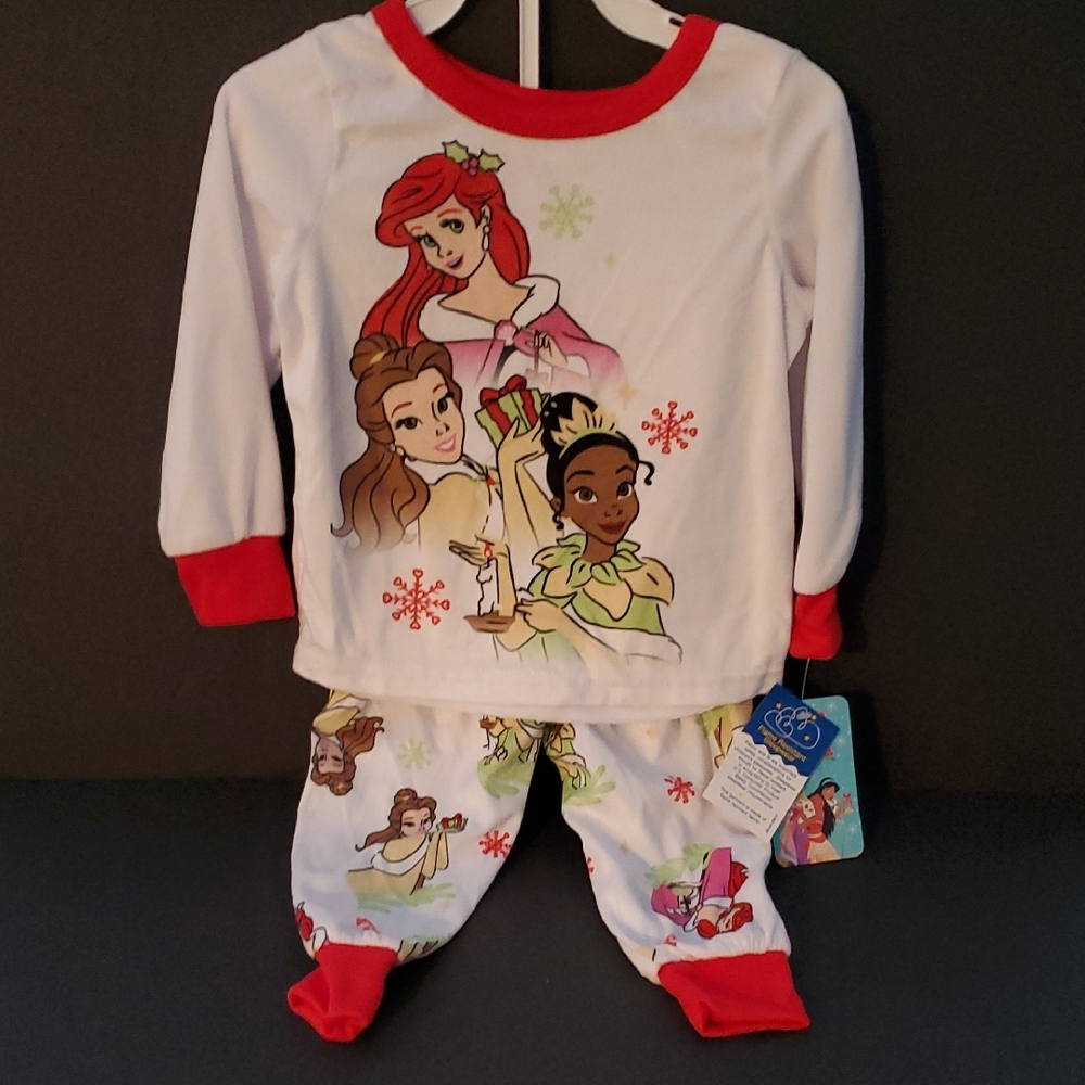 NWT Disney Princess Kids Christmas Pajama Set - Red and White, Size 2T